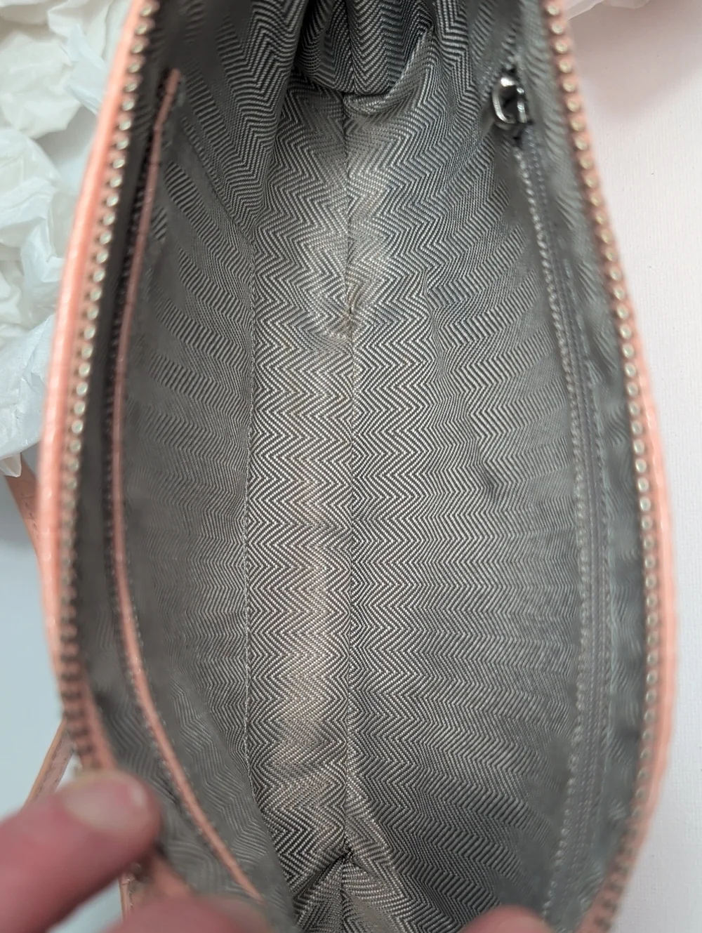 Light Pink Croc-Embossed Baguette Shoulder Bag Crossbody